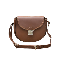 Brown Saddle Bag With Twist Lock